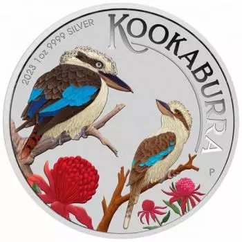Australien Kookaburra farbig 1 oz Silber 2023 Silver coloured